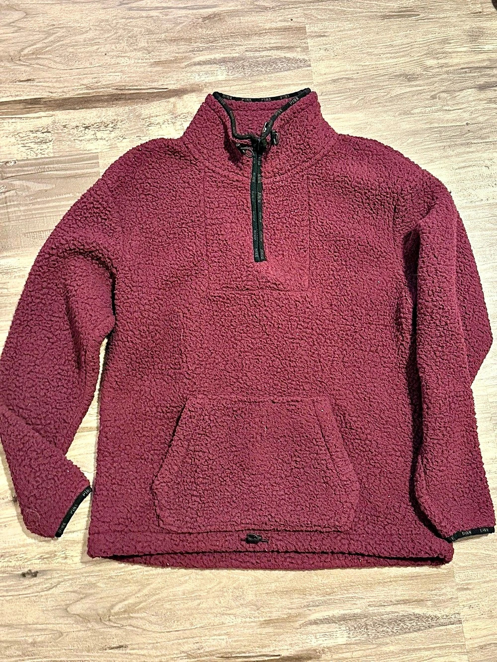 Victoria’s Secret PINK Fleece Pullover in Burgundy Size Small